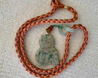 Vintage “Jan Brock’s Collection” Jade Cat Necklace