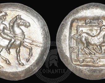 Alexandre Ier de Macédoine, reproduction inédite du musée AR Oktadrachm, 497-454 av. Pièce d'argent de la Grèce antique