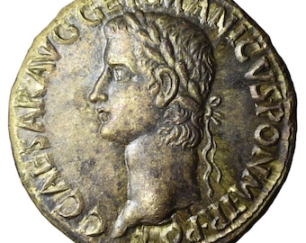 Replika Gaius Caligula Ob Cives Servatos Brązowa Sestertius | Ręcznie wybita moneta rzymska (37-38 ne)