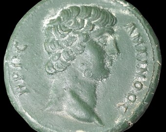 ANTINOUS Extremely Rare Æ Medallion of Ionia, Smyrna Museum Reproduction Roman Empire 134-135 A.D. Copper Coin Aged with Oxidized Patina