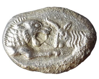 Królowie Lidii, replika srebrnego półstatera Kroisos | Ręcznie bita starożytna grecka moneta (561–546 p.n.e.)