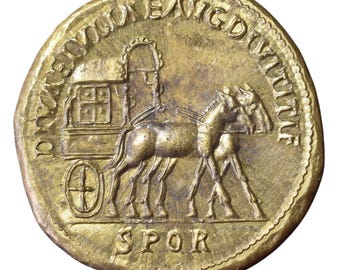 Replika Divy Julii Titi Carpentum Sestertius | Ręcznie wybita rzymska moneta z brązu (92-94 n.e.)