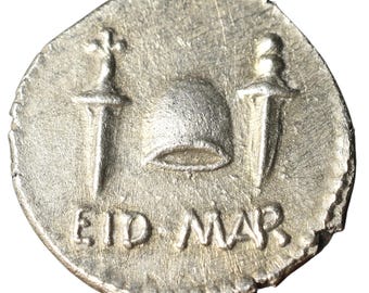Brutus Eid Mar Denarius Replica | Hand-Struck Sterling Silver Roman Coin (c. 43-42 BC)