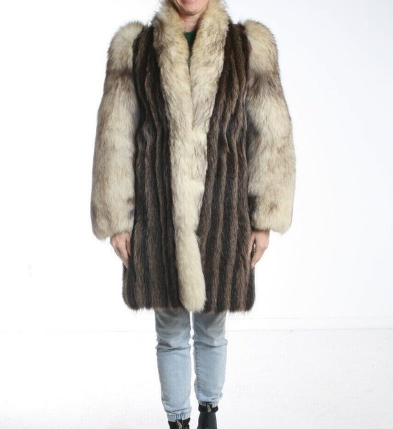 Size M Awesome Raccoon & Fox Fur Women Coat Jacke… - image 1