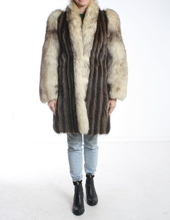 Size M Awesome Raccoon & Fox Fur Women Coat Jacke… - image 10