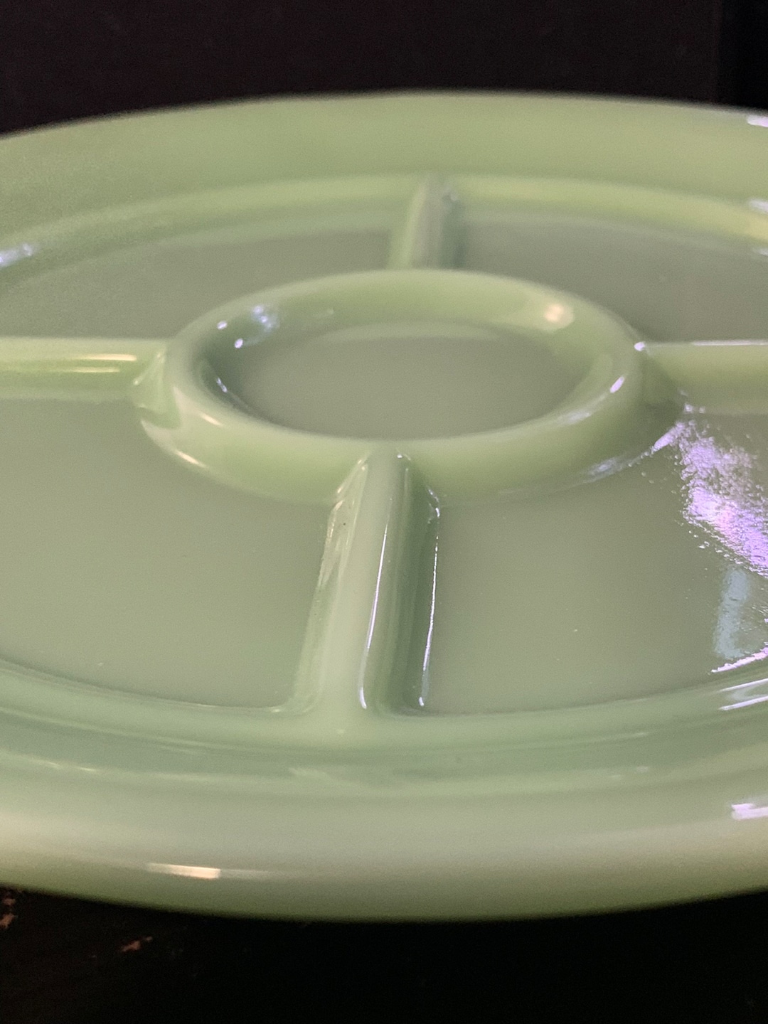 Vintage FIRE King Green Jadeite Divided Serving Plate Heavy Etsy