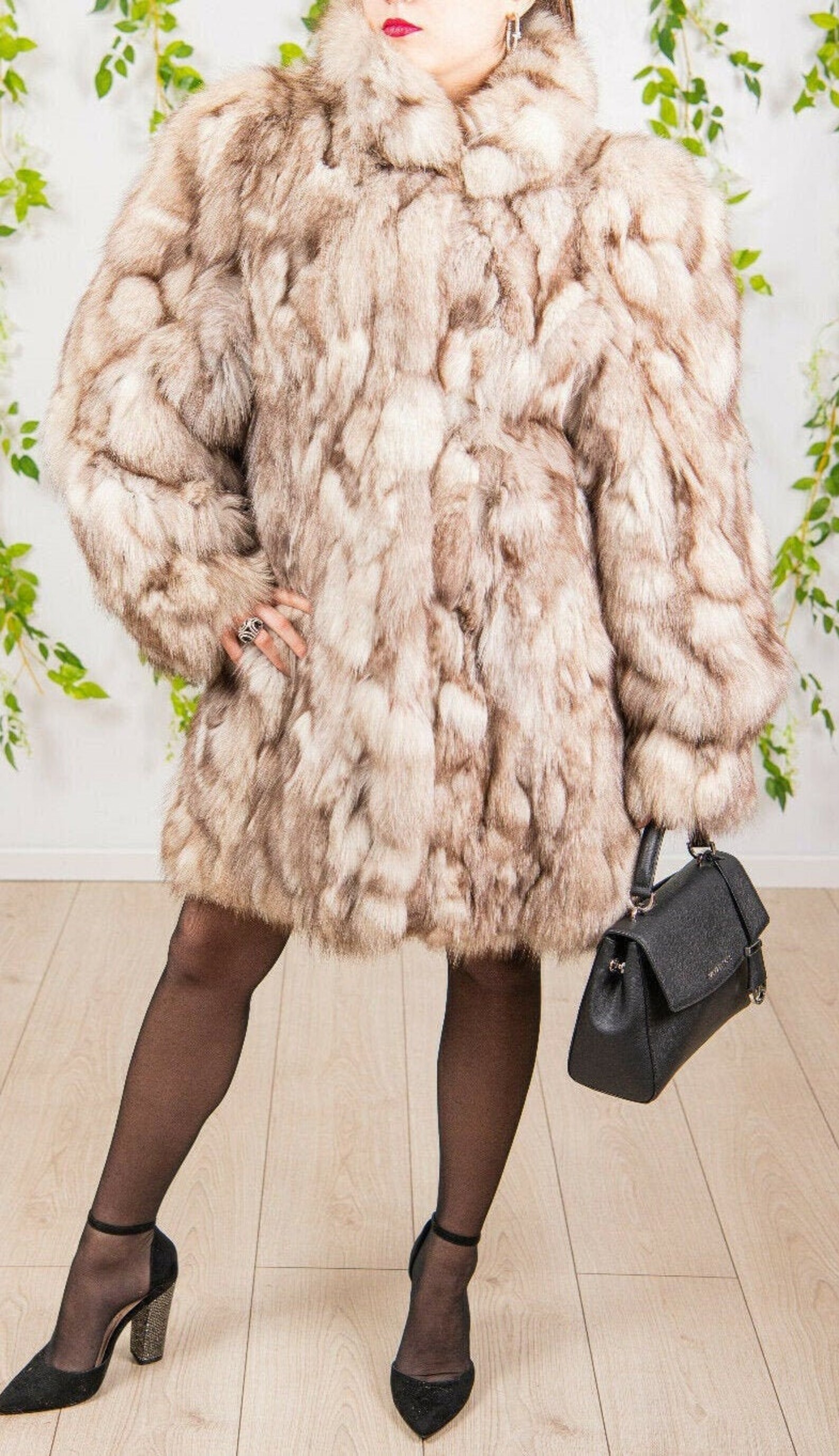 Size M Real Blue Fox Coat Luxury fur Jacket Genuine Etsy