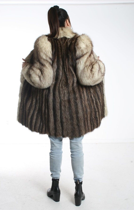 Size M Awesome Raccoon & Fox Fur Women Coat Jacke… - image 6