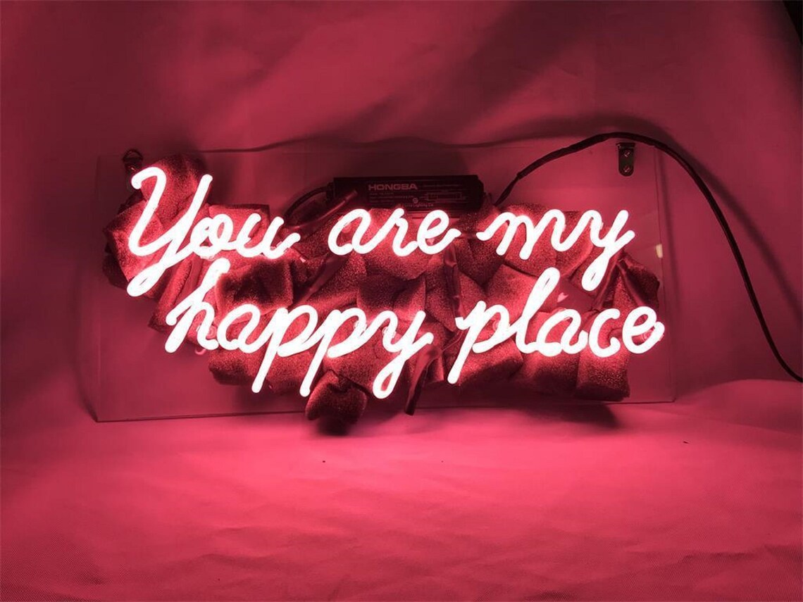 Home wall Decor You are my happy place Neon Sign Etsy