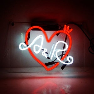 Amor personalizado neón signo -Añadir sus propias cartas- Diseño de boda corazón neón luz