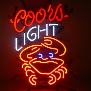 Restaurante Bar Pub Coors Cangrejo ligero Neón luz Hecho a mano Cartel de neón