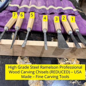 More High Grade Steel Ramelson Professional Wood Carving Chisels (REDUCED) – USA Made – Fine Carving Tools