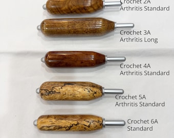 Limited Quantities - English Oak Burl Crochet Handles, 2 in 1 Tools and Arthritis Crochet Handles