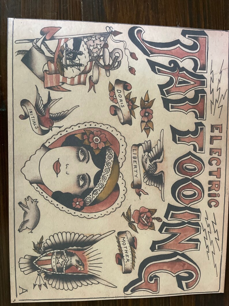 Tattoo Flash Sheet Vintage Antique Flashes Art Skulls Women Etsy