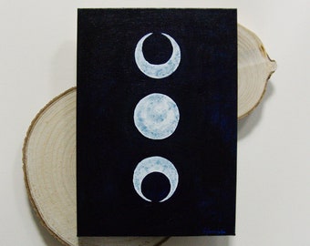 The Triple Goddess Original Acrylic Painting, Moon Phases, Maiden, Mother, and Crone