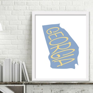 Georgia Print, Printable Georgia Map, Georgia Wall Art, US Map Art Print, United States Wall Decor, Printable Georgia Art