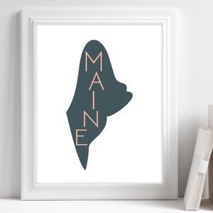 Impressão de Maine, mapa de Maine para impressão, arte de parede de Maine, impressão de arte de mapa dos EUA, decoração de parede dos Estados Unidos, arte de Maine para impressão