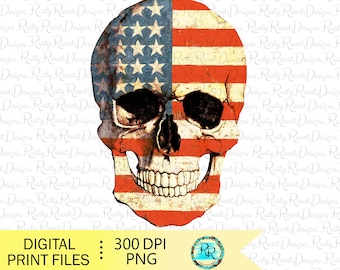 Flag skull png, 4th of July sublimation designs downloads, Patriotic Png design, USA flag Png, July 4th, American flag, USA skull Png