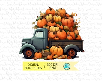 Pumpkin Truck Png, Thanksgiving Truck sublimation design PNG, Fall tshirt designs, Fall sublimation PNG, Printable design