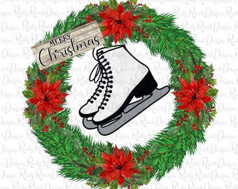 Christmas wreath png, Christmas sublimation designs downloads, digital download, sublimation graphics, ice skates png, shirt design