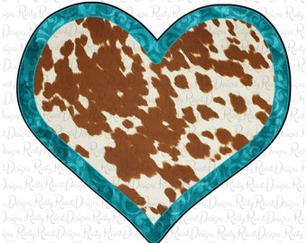 Corazón de piel de vaca png, diseños de sublimación de San Valentín, descarga digital, gráficos de sublimación, feliz día de San Valentín png, piel de vaca png
