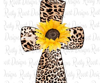 Croce di leopardo png, download di disegni di sublimazione di croci, download digitale, grafica di sublimazione, croce di girasole, arte stampabile, disegno di ghepardo