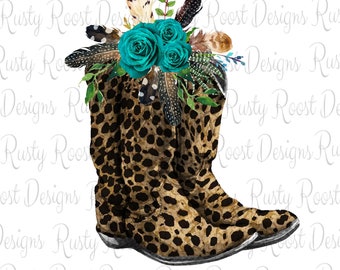 Cowgirl boots png, boots sublimation designs downloads, sublimation graphics, boots with flowers, leopard boots, shirt designs