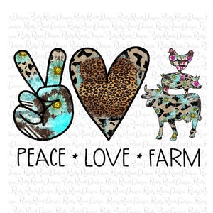 Peace Love Farm png, download di disegni di sublimazione di fattorie, grafica di sublimazione, download digitale, peace love png, sublimazione del paese