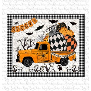 Halloween-truck, png-bestand: griezelige pompoenen, Trick or Treat, sublimatieontwerp (digitale download)