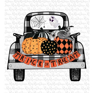 Trick or Treat png, Halloween-sublimatieontwerpen downloads, digitale download, pompoenvrachtwagenontwerp, trick or treat, sublimatieafbeeldingen, pompoen