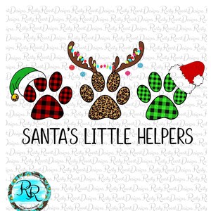 De kleine helpers van de kerstman PNG, Merry Christmas-poten png, kerstsublimatieontwerpen downloaden, pootafdrukken png, hondensublimatie-png, afdrukbaar