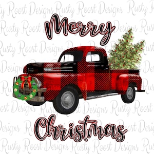 Christmas truck png, Christmas sublimation designs downloads, old red truck, digital download, plaid vintage truck, sublimation graphics