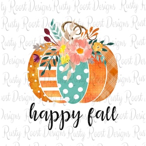 Glücklicher Herbst Png, Herbst Sublimationsentwürfe, digitaler Download, Herbst Design, Sublimationsgrafiken, Kürbissublimation, bedruckbar