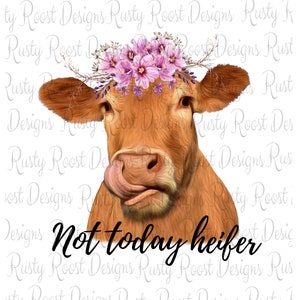 Not today vaars png, downloads van koesublimatieontwerpen, sublimatieafbeeldingen, koe met bloemen, digitale download, afdrukbaar, afbeeldingen van koe