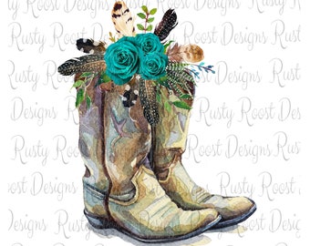 cowboy boots with flowers in them