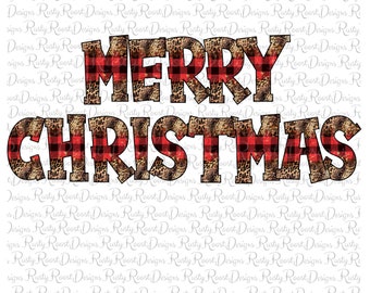 Buon Natale leopardo png, download di disegni di sublimazione di Natale, grafica di sublimazione, Buffalo plaid Natale PNG, stampabile