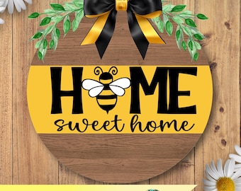 Home Sweet Home Bee SVG, Bee door hanger SVG, Cutting file, wood sign SVG, honey bee svg, Laser file Svg
