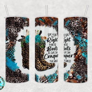 Western Tumbler PNG, 20oz Skinny Tumbler sublimation designs downloads, sublimation PNG wrap for tumblers, leopard tumbler PNG, Boots png
