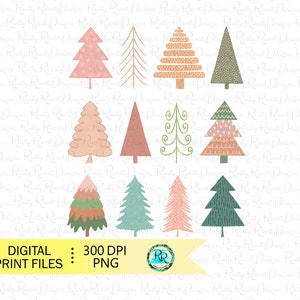 Christmas Trees PNG, Christmas sublimation designs, Christmas shirt designs, Merry Christmas, whimsical Christmas Png,  hand drawn
