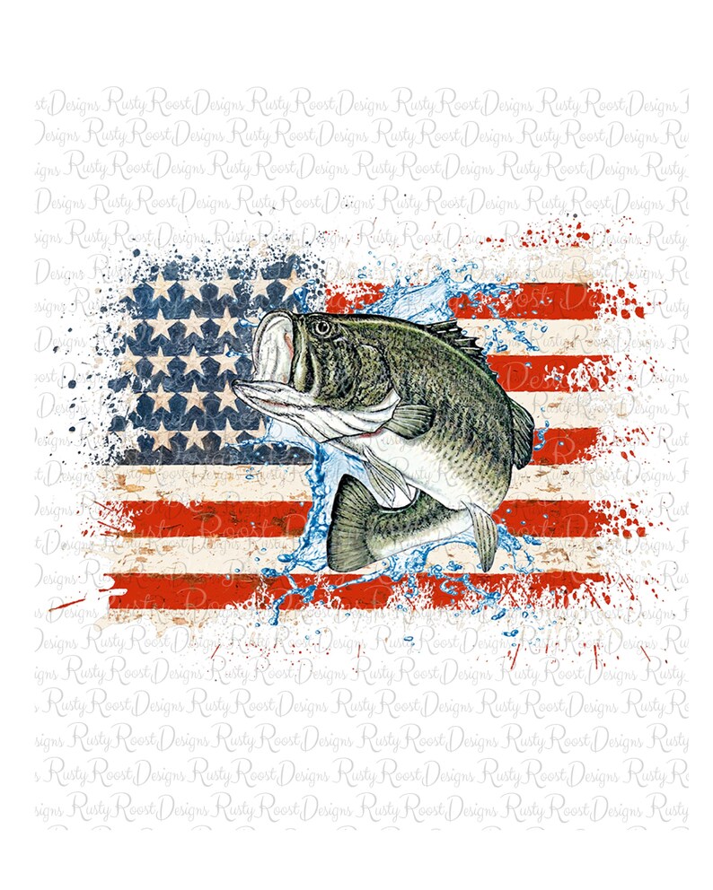 Fish American flag png, Fishing sublimation designs downloads, digital download, bass fish png, sublimation graphics, USA flag, Father's day 