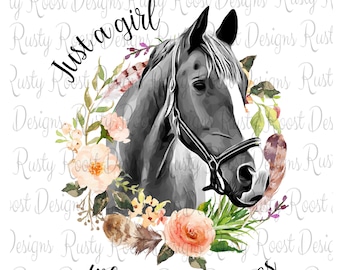Gewoon een meisje dat van paarden houdt png, downloads van paardsublimatieontwerpen, digitale download, sublimatieafbeeldingen, afdrukbaar, paard png-bestand
