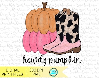 Howdy Pumpkin Png, Fall sublimation designs, Fall pumpkin png, country PNG, sublimation downloads, Western pumpkin, Printable artwork
