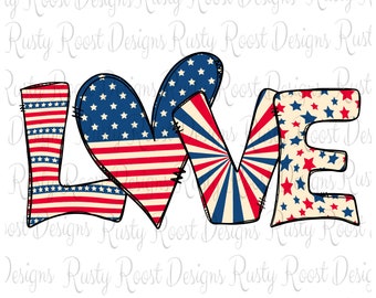 Kärlek 4 juli sublimeringsdesign, digital nedladdning, nedladdningar av USA-sublimeringsdesigner, USA-flagga, sublimeringsgrafik, utskrivbar