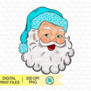 Blue Santa PNG, Christmas sublimation designs, sublimation graphics, Vintage Santa Claus, Christmas shirt designs, printable design