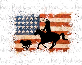 Calf roping png, horse sublimation designs downloads, digital download, sublimation graphics, Rodeo png, cowboy png files, USA flag png