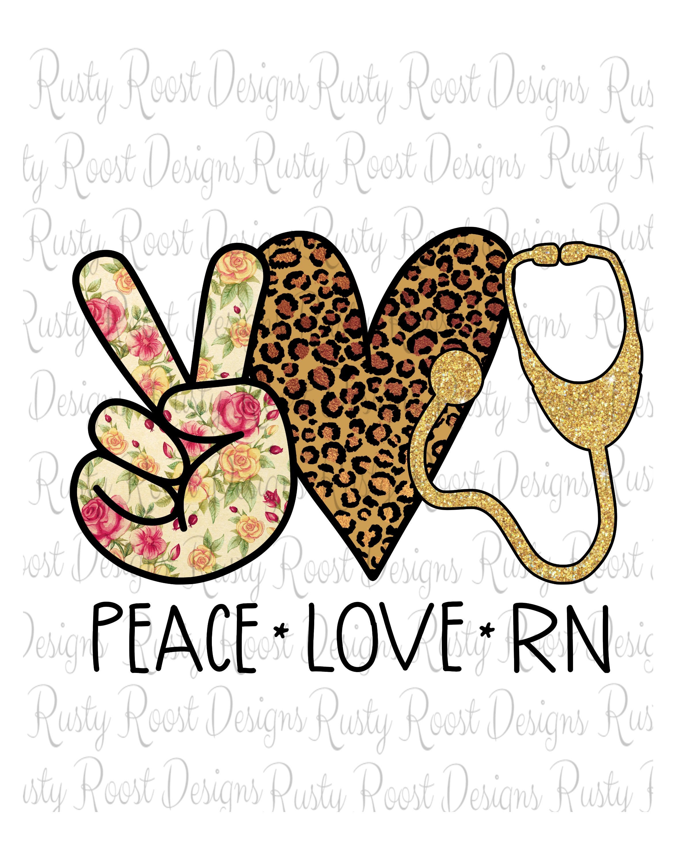 Peace Love RN pngnurse sublimation designs Etsy