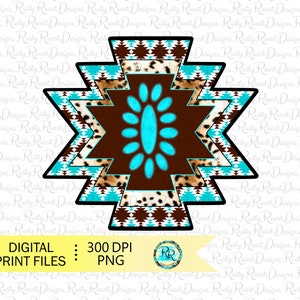 Türkis Azteken Png, Sublimationsdesigns Downloads, Türkis Juwel Png, digitaler Download, Sublimationsgrafiken, Western Png Shirt Design