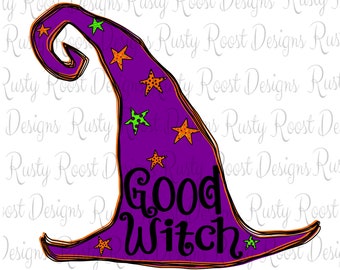 Good witch png,halloween sublimation designs downloads,witch hat image design,halloween clipart,digital download,hand drawn,printable art