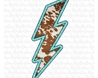 Lightning bolt png, cowhide sublimation designs downloads, digital download, sublimation graphics, western png, cowhide png, turquoise png