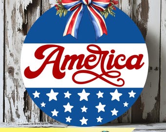 America SVG, Patriotic door hanger SVG, 4th of July SVG, door sign svg, Laser cut file digital download